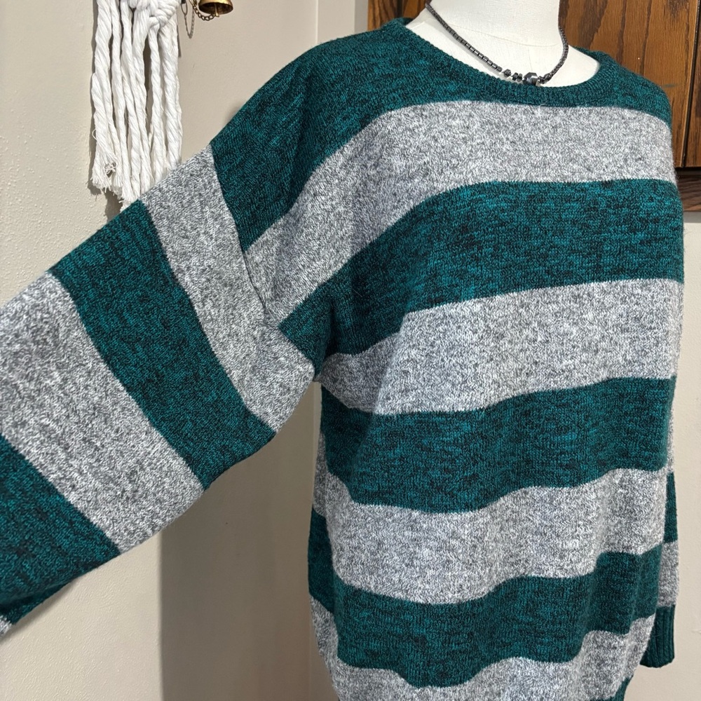 Vintage 90s Kate Collins Skirt Striped Dolman Sweater Size Medium 2pc Set - Picture 5 of 10